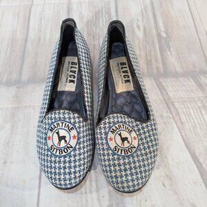 Martine Sitbon Black Lonely Shoes Blue Houndstooth Smoking Slippers